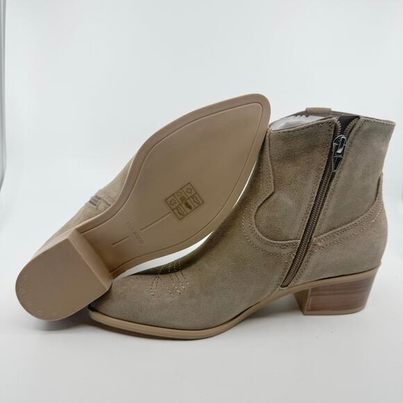 Dolce Vita Amisha Suede Heeled Booties Western Boots Tan/Taupe Womens Size US7.5 - Picture 11 of 13
